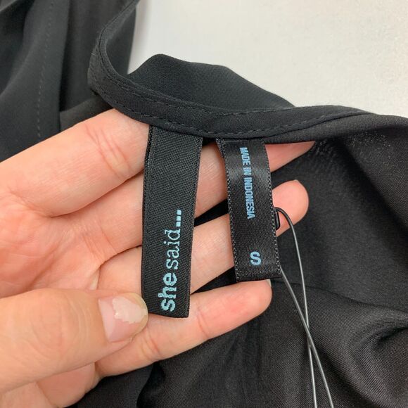 She Said... Sequin Cocktail Dress Womens S Small Black One Shoulder Banded Waist - Picture 9 of 15